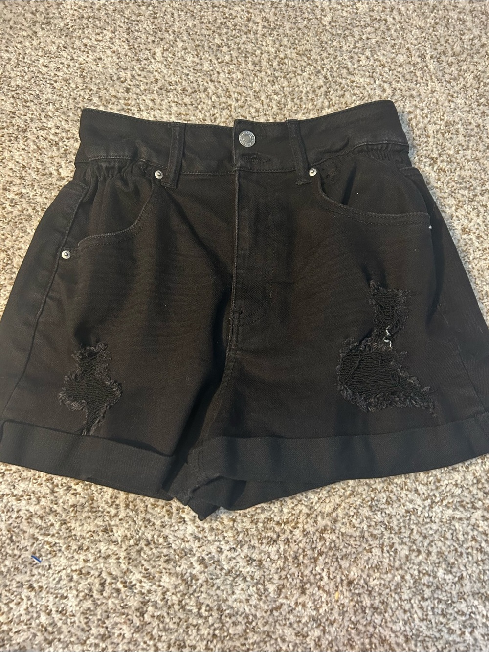 Vanilla Star Black Distressed High-Rise Denim Shorts